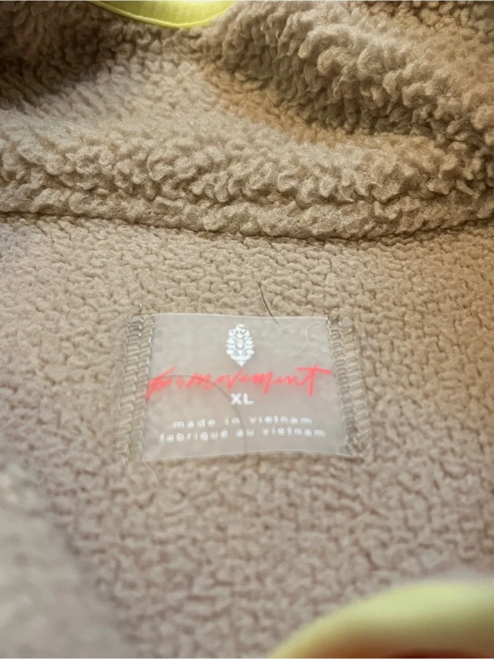 Free People FP Movement Hit The Slopes Fleece Pullover XL Tan Orange Colorblock
